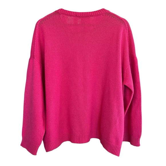Weekend Max Mara Relaxed Crewneck Sweater Fuchsia Pink Medium Quiet Luxury Italy - Picture 4 of 6